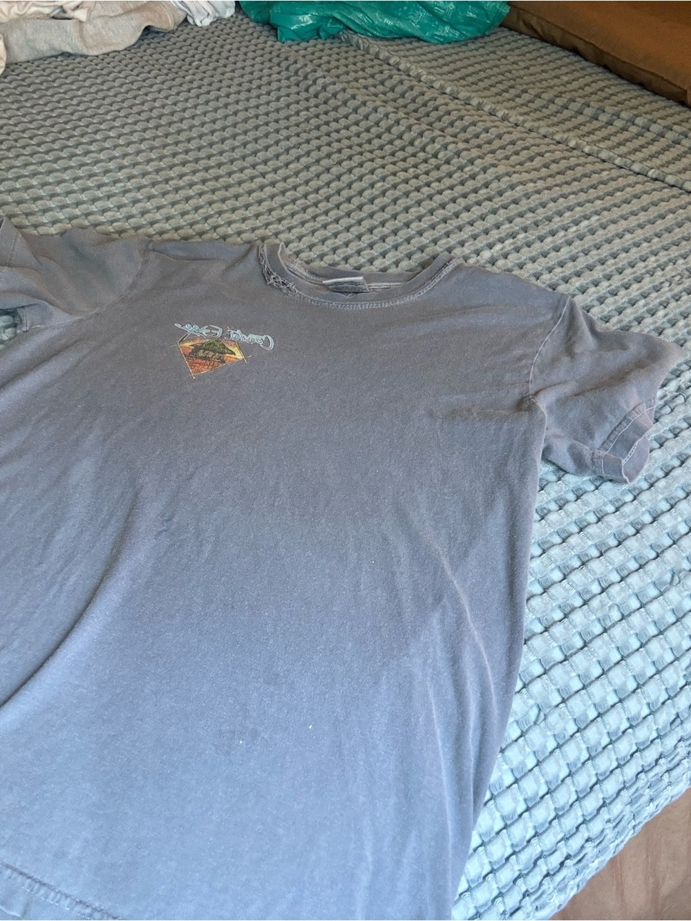Vintage-Style Washed Gray Short Sleeve Tee - Women's